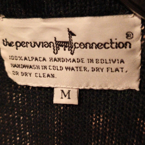 FINAL PRICE Peruvian Connection 100% Alpaca Forest Green Sweater w Black Trim - Picture 2 of 16